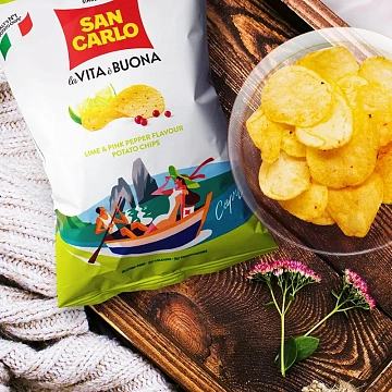 Чипсы San Carlo Лайм и розовый перец, 150г