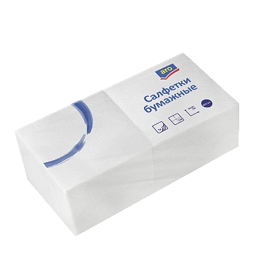 Салфетки бумажные Aro 24х24см, 250шт, 1 слой, белые