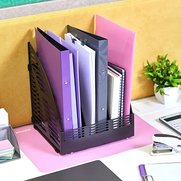 Лоток вертикальный Attache сборный 3 отделения черный, 240мм