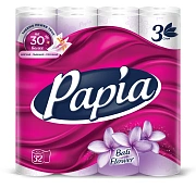 Туалетная бумага Papia Балийский цветок 3-слойная, 32 рулона
