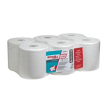 Протирочный материал Kimberly-Clark WypAll L20, 7303, для сильных загрязнений, в рулоне, 125м, 2 слоя, белый