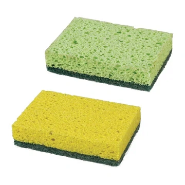 Губки для посуды 9,5х6,5х2 см, КОМПЛЕКТ 2 шт., ЦЕЛЛЮЛОЗНЫЕ (губчатые) с АБРАЗИВОМ, LAIMA К1106, 6054