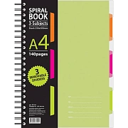 Тетрадь 140л,кл,А4,SPIRAL BOOK Салатовый,евросп,обл.пл,раздел.84102