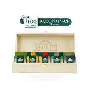 Чай AHMAD ассорти 10 вкусов в деревянной шкатулке, НАБОР 100 пакетов, Z583-2