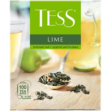 Чай TESS 'Lime' зеленый с цедрой цитрусовых, 100 пакетиков в конвертах по 1,5 г, 2098-09