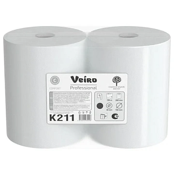 Полотенца бумажные рулонные 150 м, VEIRO Professional (H1) COMFORT, 1-слойные, КОМПЛЕКТ 6 рулонов, K211