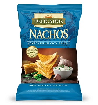 Чипсы Delicados Начос Сметанный соус Ранч, 150г