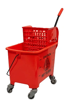 Тележка уборочная Vclean 20л, красная, с отжимом, IN0669