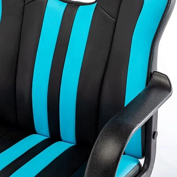 Кресло компьютерное BRABIX 'Stripe GM-202', экокожа, черное/голубое, 532509