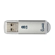 Флеш-диск 8 GB, SMARTBUY V-Cut, USB 2.0, металлический корпус, серебристый, SB8GBVC-S