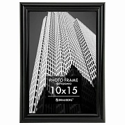 Рамка 10х15 см небьющаяся, багет 14 мм, пластик, BRAUBERG 'Original', черная, 391227