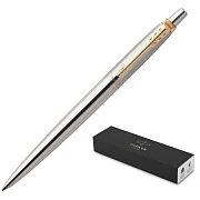 Ручка шариковая PARKER 'Jotter Core Stainless Steel GT', корпус серебро, позолота, синяя, 1953182