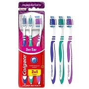 Зубная щетка НАБОР (2+1) COLGATE 'Зиг заг', средней жесткости, FVN59964