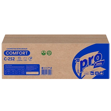 Диспенсерные салфетки Protissue С252 Comfort V-сложения, 1 слой, белые, 200шт