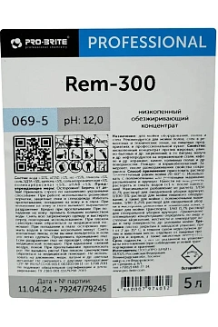 Средство моющее универсальное 5 л, PRO-BRITE REM-300, щелочное, низкопенное, концентрат, 069-5