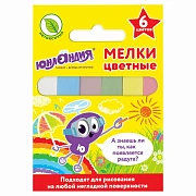 Мел цветной квадратный 6 штук, ЮНЛАНДИЯ 'ЮНЛАНДИК И ОКРУЖАЮЩИЙ МИР', картонная упаковка, европодвес