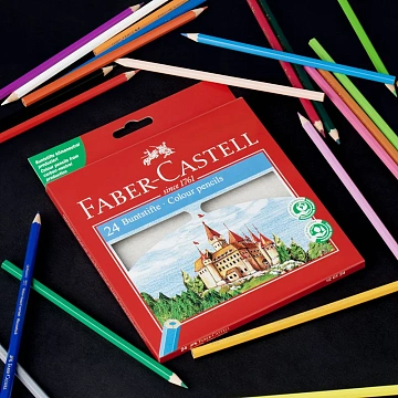 Карандаши цветные Faber-Castell 'Замок', 24цв., шестигр., заточ., картон, европодвес