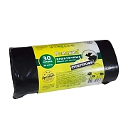 Мешки для мусора Ромашка СУПЕРПРОФИ 30л, ПНД, 50х57см, 20мкм, 20шт, черные, в рулоне