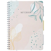 Бизнес-тетрадь 120л,клетка,А4 Flora 2,пласт.обл,серебр.спир,3раздел,линейка