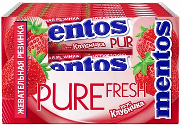 Жевательная резинка Mentos Pure White клубника, 10шт
