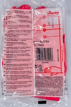 Перчатки резиновые Vileda Profes латекс красный рM 100750/174343,ПС