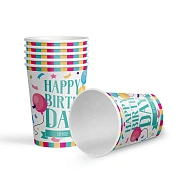 Стакан одноразовый Fiolento Веселая вечеринка бумажный разноцветный 200мл, 6шт