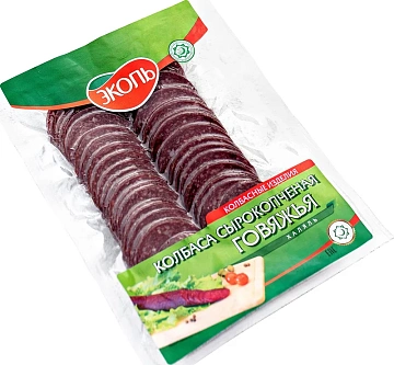 Колбаса Эколь Халяль говяжья сырокопченая нарезка, 150г