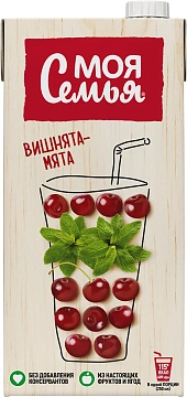 Напиток сокосодержащий Моя семья Вишнята-мята, 1.93л x 6 шт