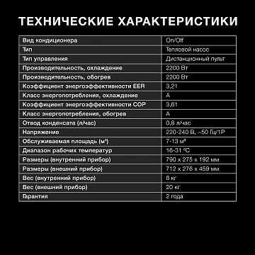 Сплит-система Hyundai HAC-07/T-PRO белая