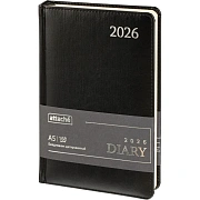 Ежедневник датированный 2026 Attache А5, 168л, 138x213мм, под кожу, черный