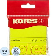 Стикеры Kores бум.для зам. 75х75 неоновая желтая 100л. '47076/47092