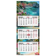 Календарь квартальный 2026 г., 3 блока, 3 гребня, бегунок, мелованная бумага, BRAUBERG PREMIUM, 'Мор