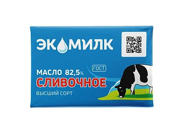 Масло сливочное Экомилк Традиционное ГОСТ 82.5%, 100г