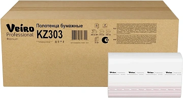 Бумажные полотенца Veiro Professional Premium KZ303, листовые, белые, Z укладка, 200шт, 2 слоя