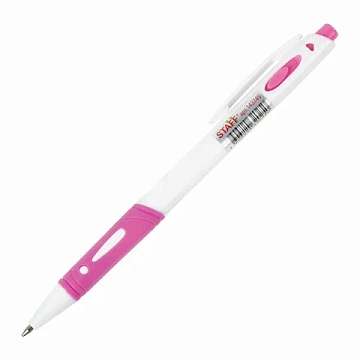 Ручка шариковая автоматическая с грипом STAFF 'BP-16 White', СИНЯЯ, ассорти, линия письма 0,35 мм, 143749