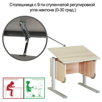 Стол-парта регулируемый 'ДЭМИ' СУТ.28, 900х530х530-815 мм, серый/ясень (КОМПЛЕКТ)