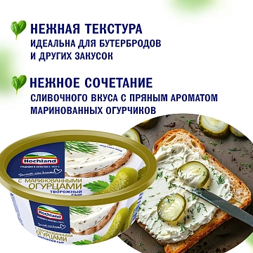 Сыр творожный Hochland с маринованными огурцами 60%, 140г