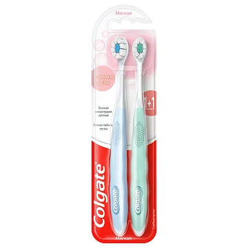 Зубная щетка Colgate Cushion Clean мягкая, 1+1шт