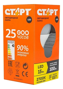 Лампа светодиодная Старт E27 Led 15Вт теплый свет