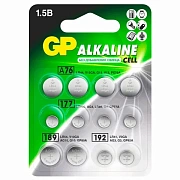 Батарейки НАБОР 12 шт. (А76 – 4 шт., 177 – 4 шт., 189 – 2 шт., 192 – 2 шт.), GP Alkaline, блистер, A