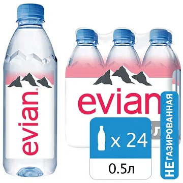 Вода Evian питьевая негазированная, 500мл x 24 шт
