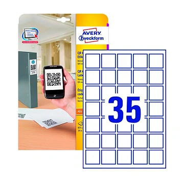 Этикетки для матричного кодирования Avery Zweckform L7120-25, белые, 35х35мм, 35шт на листе А4, 25 листов
