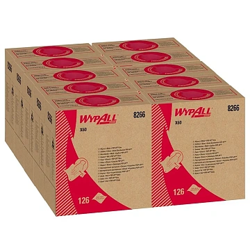 Протирочные салфетки Kimberly-Clark WypAll Х60 8266, 126шт, листовые, 1 слой, белые, в коробке