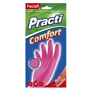 Перчатки МНОГОРАЗОВЫЕ латексные PACLAN 'Practi Comfort', хлопчатобумажное напыление, размер M (средн