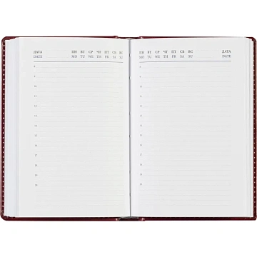 Ежедневник недатированный бордо, А6,100x150, 320стр, Agenda