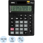 Калькулятор настольный КОМП. Deli E1519A, 12-р, дв.пит., 140x102мм, черный