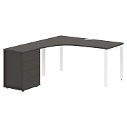 Стол эргономичный с тумбой EUCET 1518(L) Мокко/Белый 1560х1880х750 EDIS