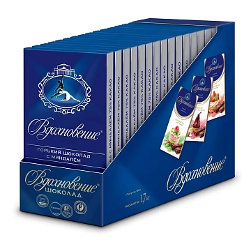 Шоколад Вдохновение горький с миндалем 75% какао, 90г