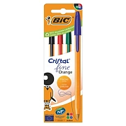 Ручки шариковые BIC 'Orange Original', НАБОР 4 ЦВЕТА, узел 0,8 мм, линия 0,3 мм, пакет, 8308541/516337