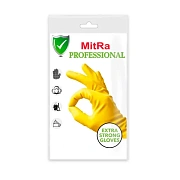 Перчатки латексные Mitra Professional р.L, желтые, с х/б напылением